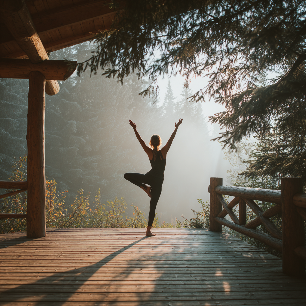 Жінка практикує йогу